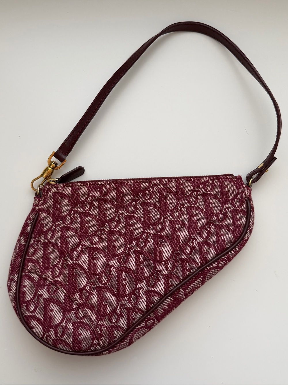 Dior Burgundy Diorissimo Trotter Mini Saddle Shoulder Bag - Picture 2 of 7